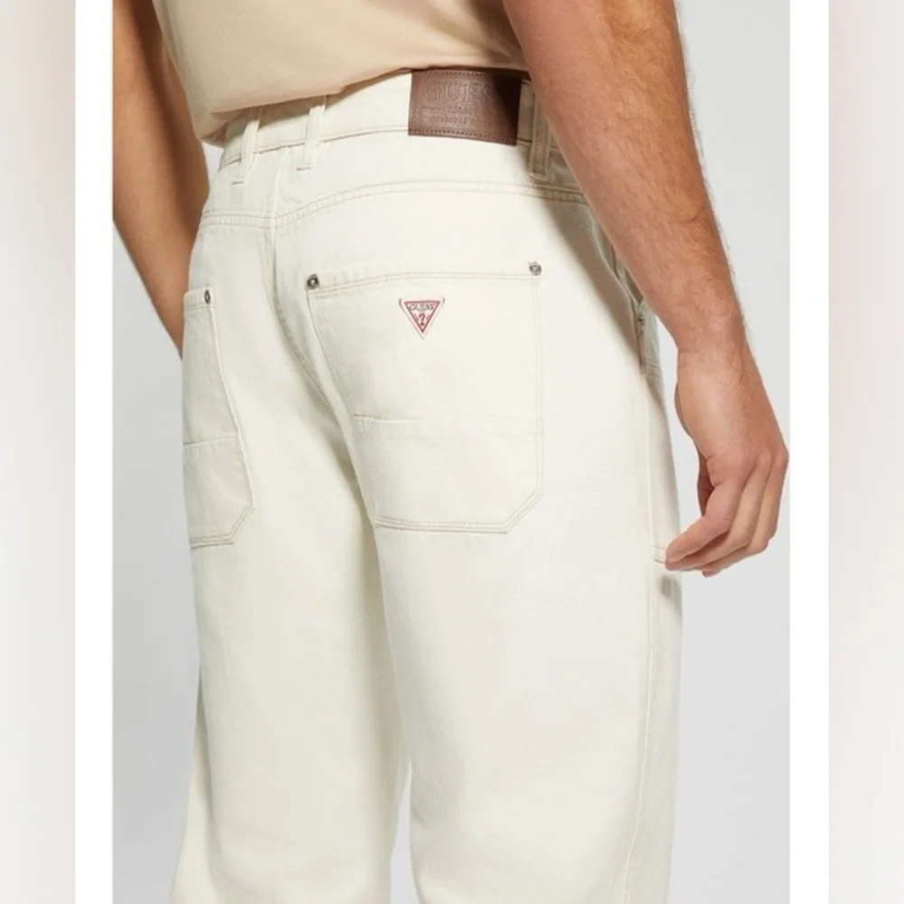 New Guess Men's Off-White Straight Jeans SZ 36